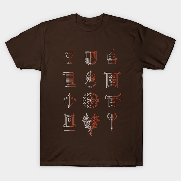 Dark Ages Knight Theme Symbols Icons T-Shirt by BurchCreativeDesign